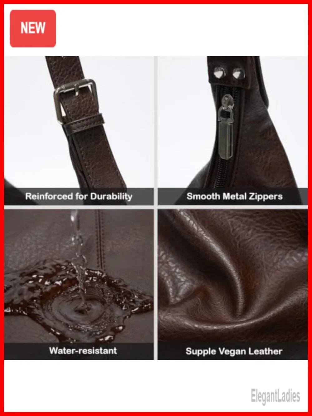 Large Vegan Leather Hobo Bag Women Slouchy Shoulder Purse Work Handbag Fits 13